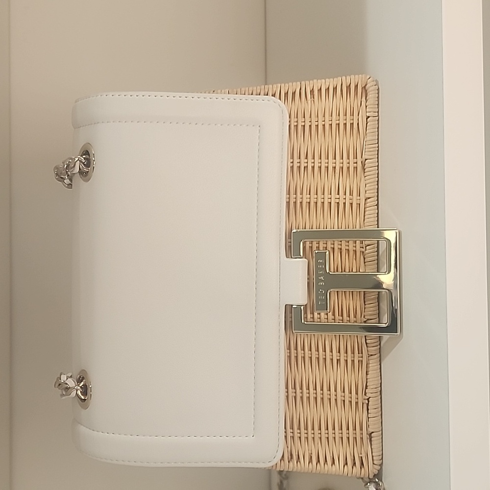 Ted Baker London White and Tan Woven Crossbody Bag